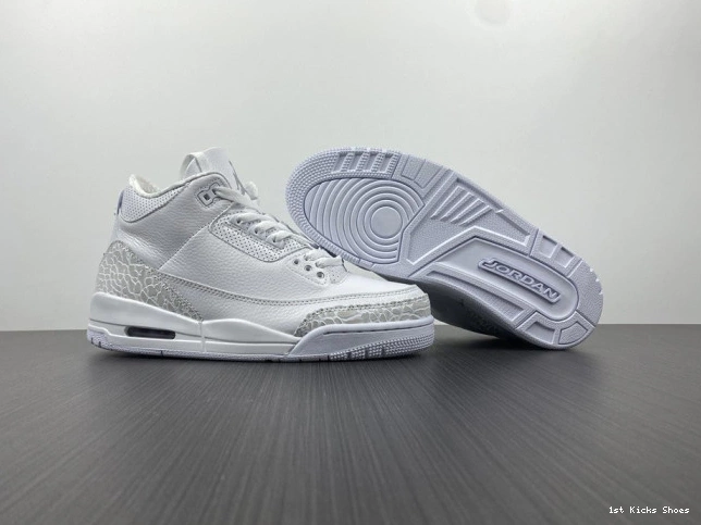 1st Kicks Shoes 3 Air 'Triple 429487-111 Jordan White' PS Retro 0820